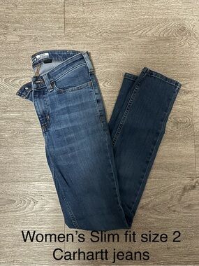 Carhartt Women's Slim Straight Jeans - Dark & Medium Blue Wash